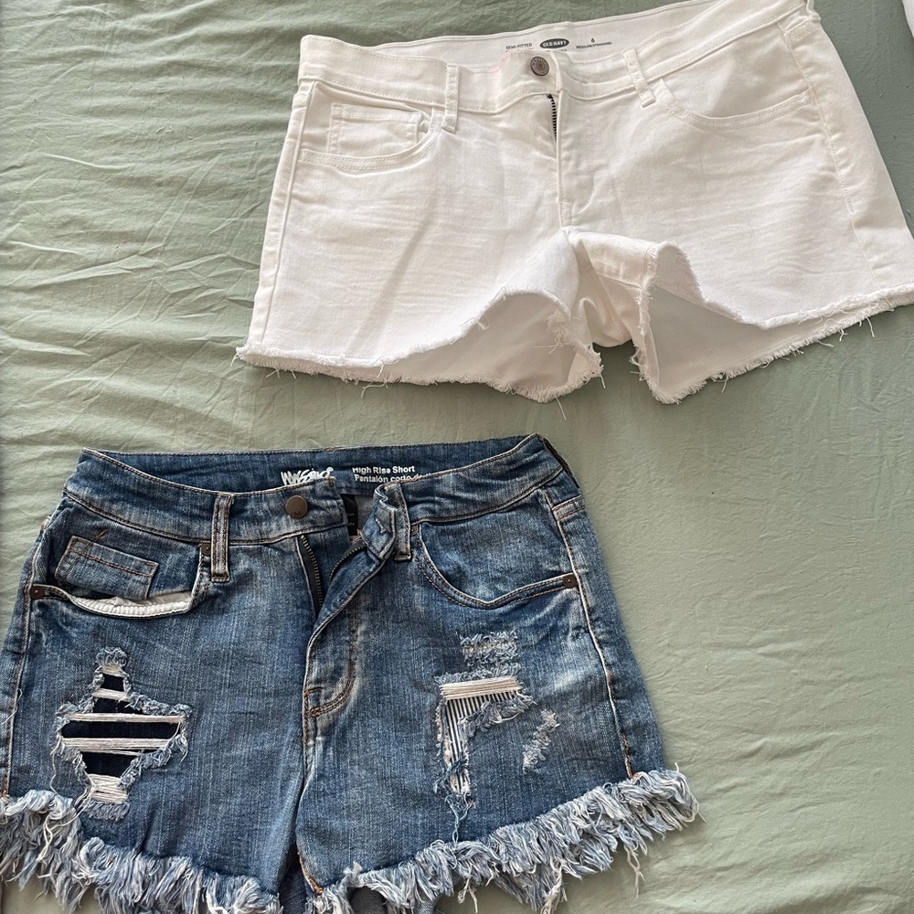 Mossimo Supply Co. White and Blue Jean Shorts